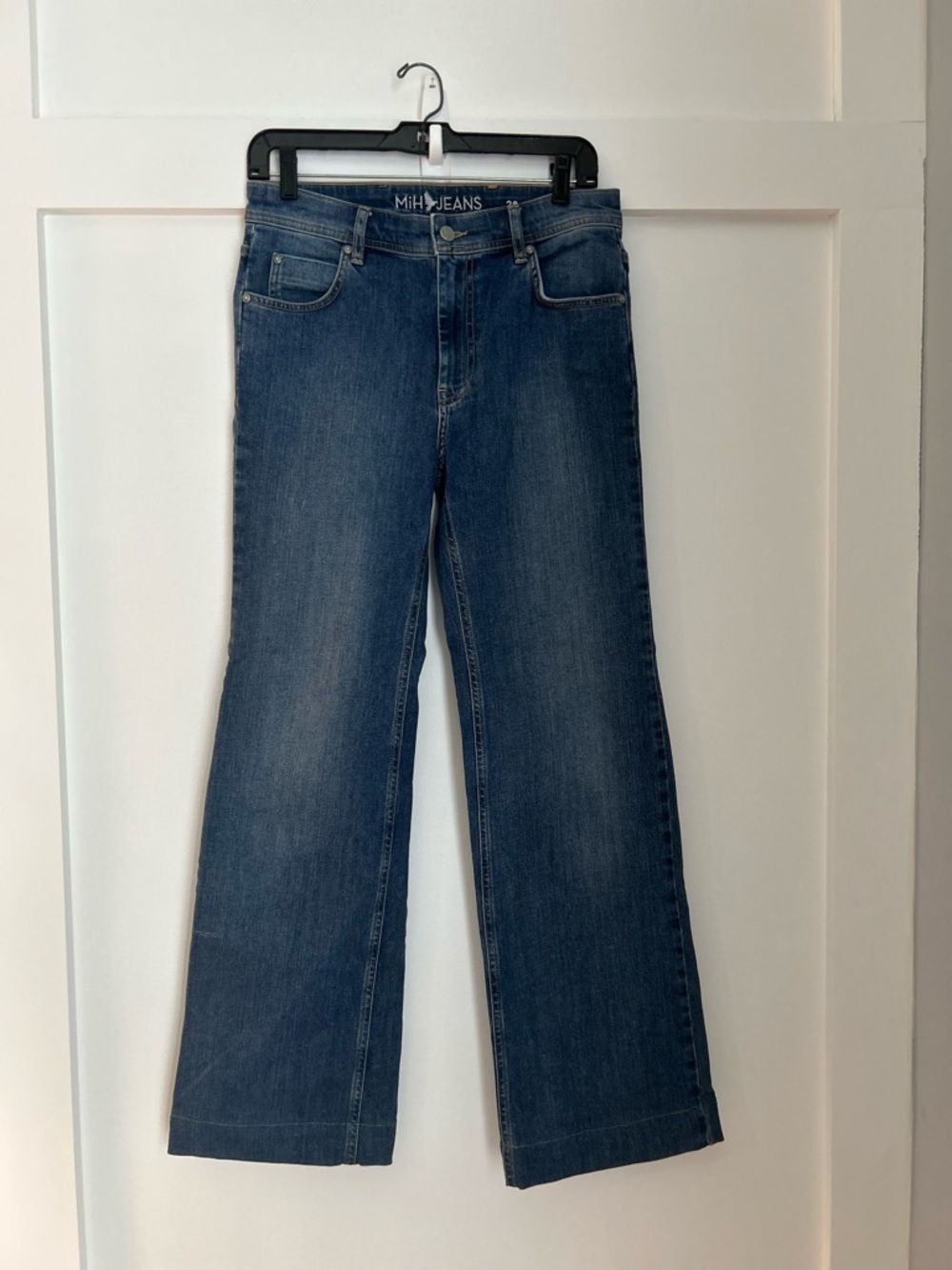 MIH Milan Jeans Women's Mid-Rise Column Jeans in Dark Wash Blue Size 28